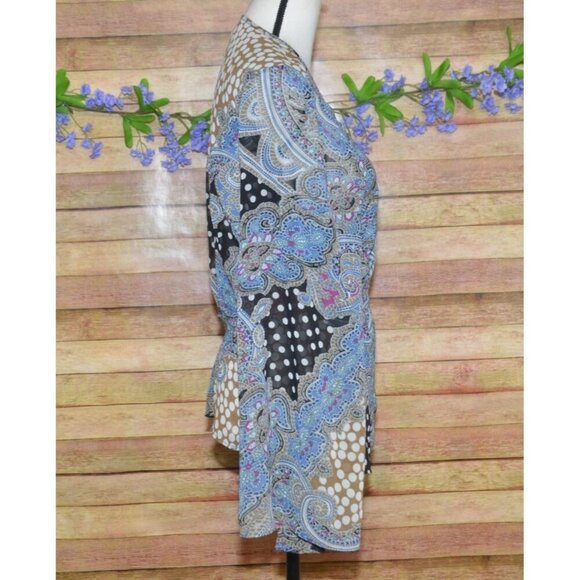 Lane Bryant Mixed Print Floral & Polka Dot Sheer Wrap Blouse Top Size 14W 16W - Picture 5 of 13